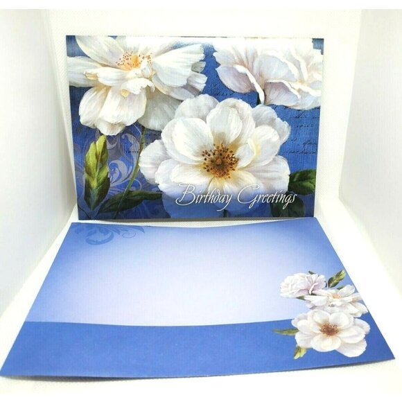 Thoughts & Inspiration Blue Floral Birthday Greeting Card – Elegant & Heartfelt - Picture 1 of 12